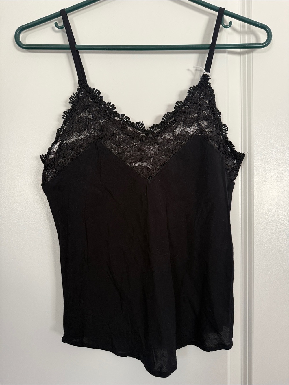 Lace-Trim Black Camisole Tank Top